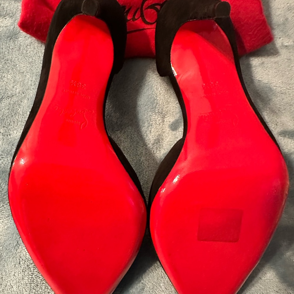100% Authentic Christian Louboutin Black Suede Iriza Half d'Orsay Pumps - Picture 7 of 9